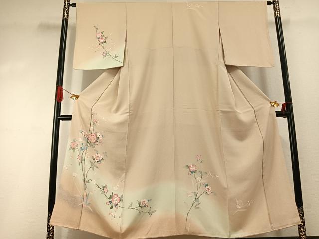 平和屋着物●訪問着 友禅 枝花文 暈し染め 正絹 逸品 AABI1609fy