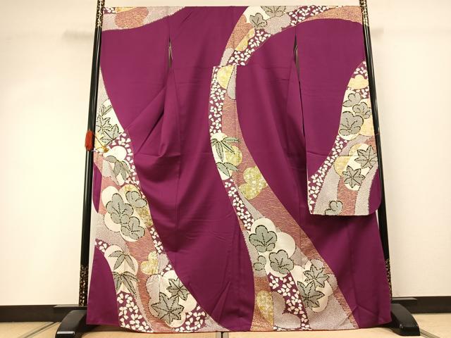 平和屋着物●豪華振袖 舞花文 金彩 正絹 逸品 AABI1615fy