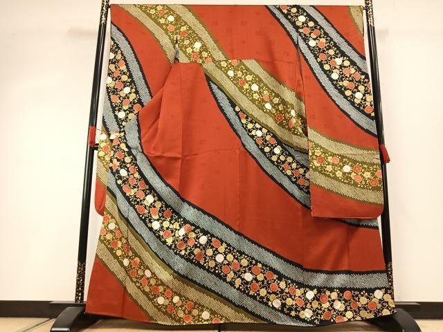 平和屋着物●豪華振袖 絞り 花唐草文 金彩 正絹 逸品 AABI1616fy
