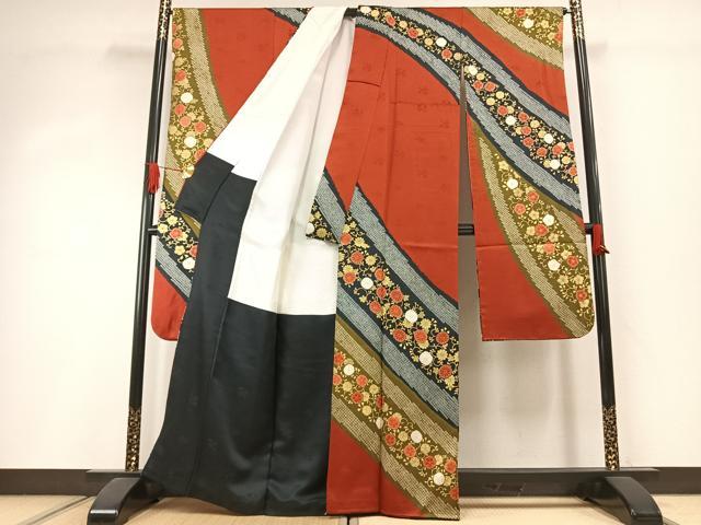 平和屋着物●豪華振袖 絞り 花唐草文 金彩 正絹 逸品 AABI1616fy