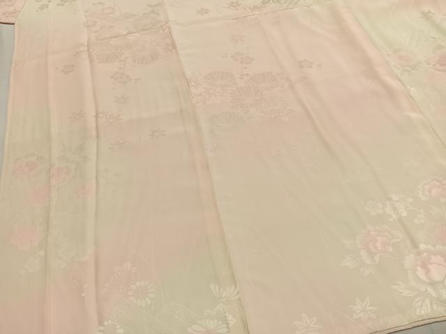 平和屋着物●振袖用長襦袢 袷 草花地紋 暈し染め 半衿刺繍 正絹 逸品 AABI1617fy