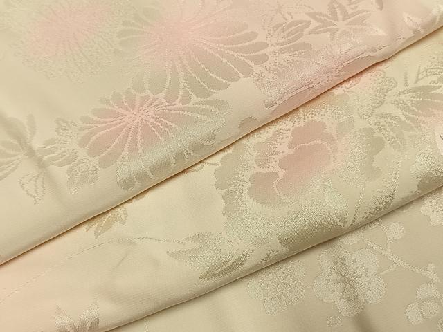 平和屋着物●振袖用長襦袢 袷 草花地紋 暈し染め 半衿刺繍 正絹 逸品 AABI1617fy
