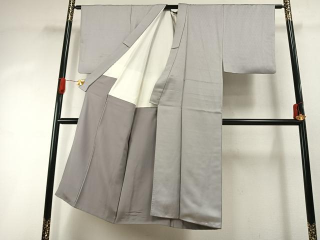 平和屋着物●男性 色無地 作家物 草花地紋 紫水晶色 正絹 逸品 AABI1618fy