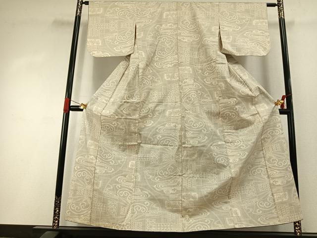 平和屋着物●本場大島紬 白大島 一元絣 幾何学文様 正絹 逸品 AABI1619fy
