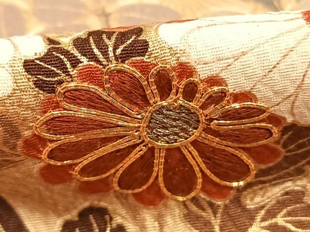 平和屋着物●英王室献上友禅作家 木下勝功 訪問着 駒刺繍 枝花文 暈し染め 金彩 正絹 逸品 AABI1620fy