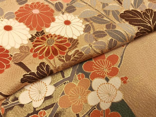 平和屋着物●英王室献上友禅作家 木下勝功 訪問着 駒刺繍 枝花文 暈し染め 金彩 正絹 逸品 AABI1620fy