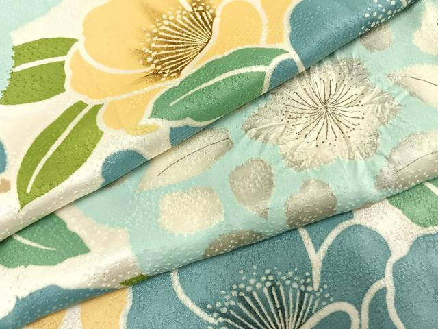 平和屋着物●上質な小紋 絞り 草花文 正絹 逸品 AABI1622fy