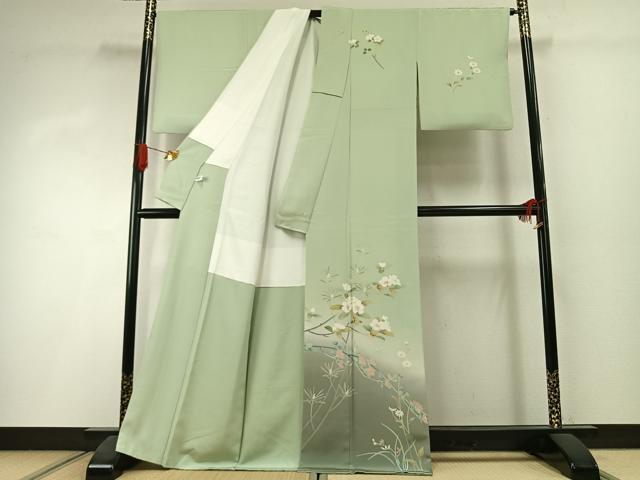 平和屋着物●訪問着 友禅 枝花文 暈し染め 正絹 逸品 AABI1627fy