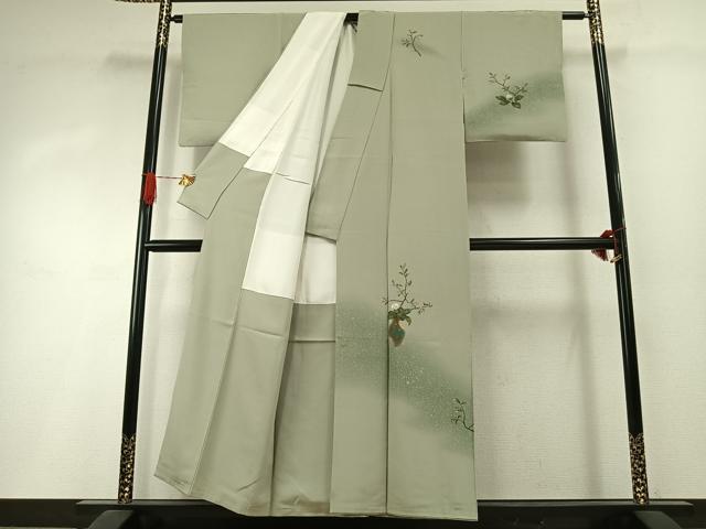 平和屋着物●訪問着 作家物 刺繍 枝花文 暈し染め 金彩 正絹 逸品 AABI1629fy