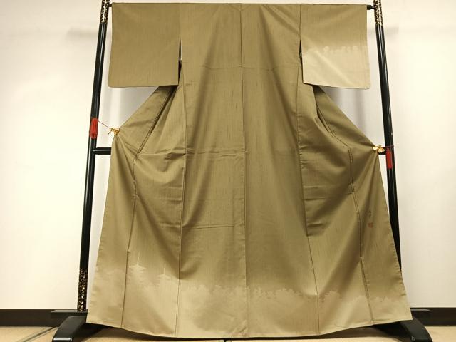平和屋着物●染色作家 寺島利男 訪問着 紬地 風景文 正絹 逸品 未使用 AABI1638fy