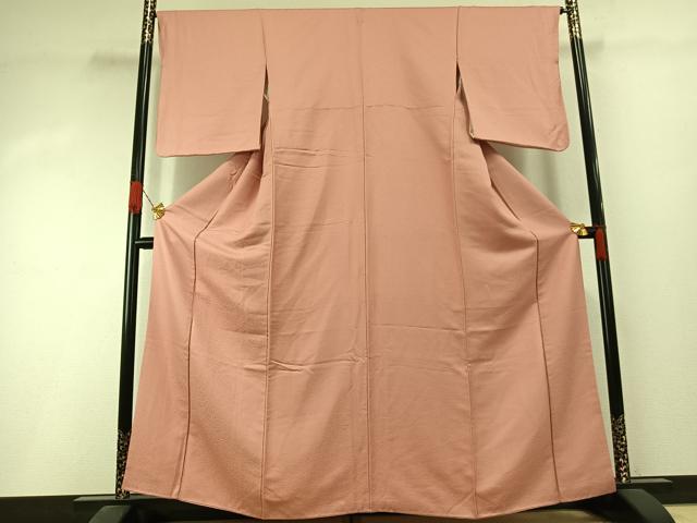 平和屋着物●上質な色無地 珊瑚色 正絹 逸品 AABI1646fy