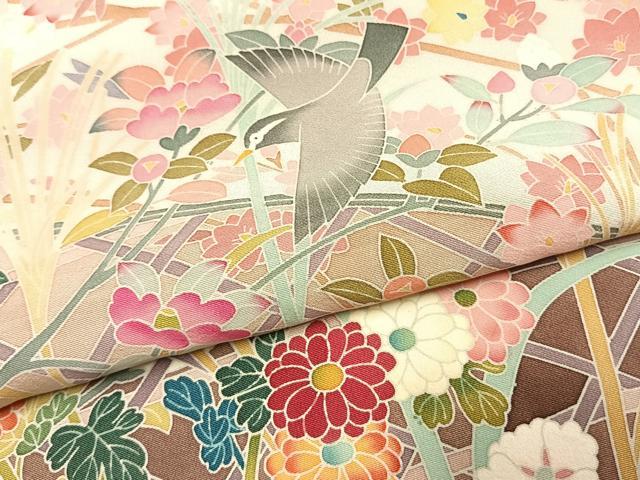 平和屋着物●豪華色留袖 友禅 作家物 花鳥文 仮絵羽 正絹 逸品 未使用 AABI1648fy