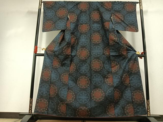 平和屋着物●本場大島紬 一元絣 吉祥花文 正絹 逸品 AABI1662fy