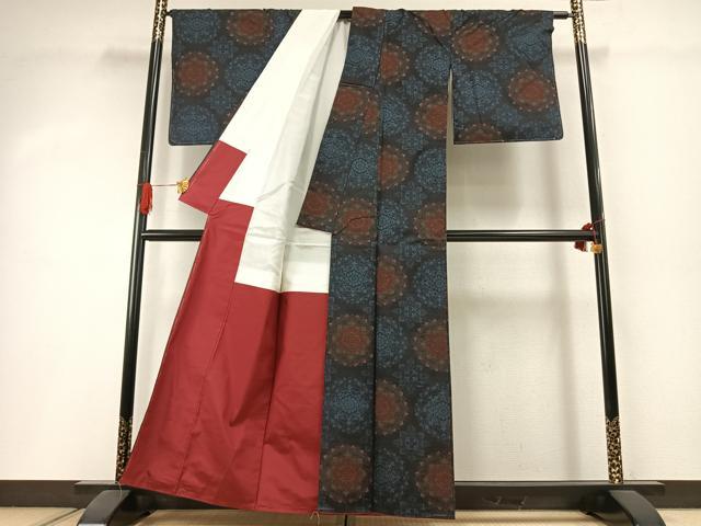 平和屋着物●本場大島紬 一元絣 吉祥花文 正絹 逸品 AABI1662fy