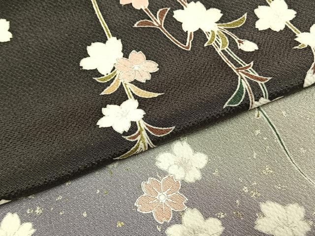 平和屋着物●訪問着 舞桜文 暈し染め 銀彩 鬼しぼ縮緬 正絹 逸品 AABI1666fy