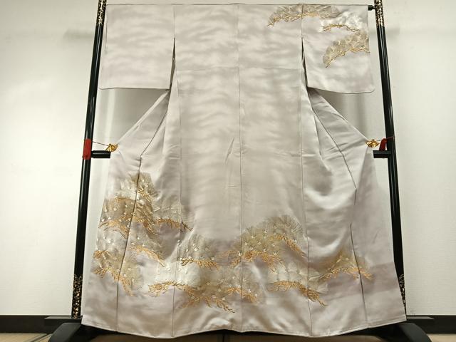 平和屋着物●訪問着 総刺繍 駒刺繍 枝松文 金銀糸 正絹 逸品 AABI1669fy