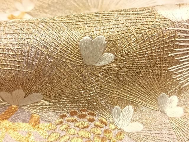 平和屋着物●訪問着 総刺繍 駒刺繍 枝松文 金銀糸 正絹 逸品 AABI1669fy