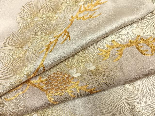 平和屋着物●訪問着 総刺繍 駒刺繍 枝松文 金銀糸 正絹 逸品 AABI1669fy