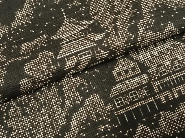 平和屋着物●本場大島紬 一元7マルキ 風景文 正絹 逸品 AABI1676fy