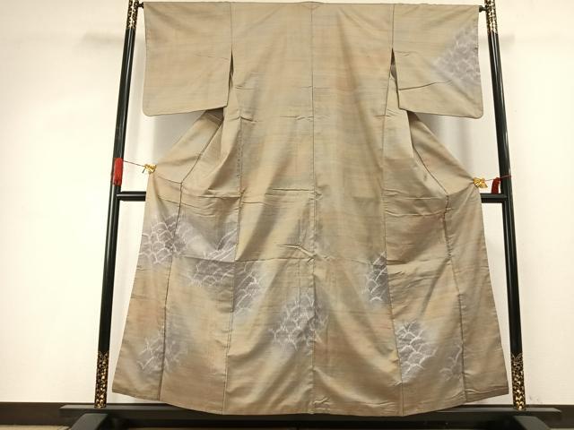 平和屋着物●訪問着 紬地 扇 正絹 逸品 AABI1684fy