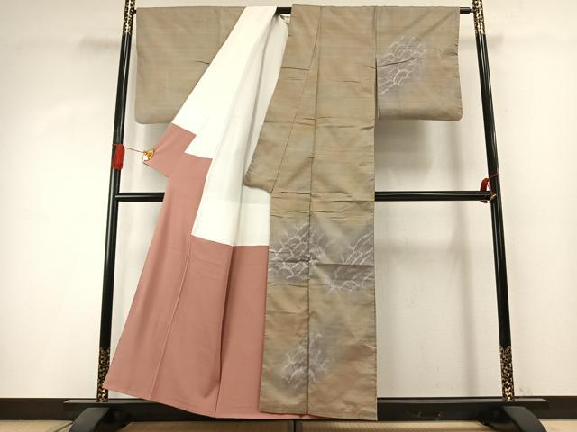 平和屋着物●訪問着 紬地 扇 正絹 逸品 AABI1684fy