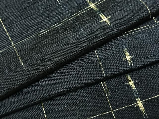 平和屋着物●上質な紬 格子 反端付き 正絹 逸品 AABI1685fy