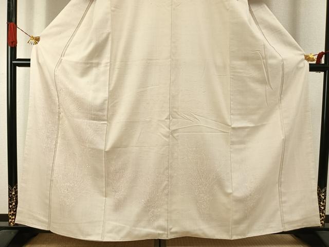 平和屋着物●訪問着 紬地 刺繍 草花文 正絹 逸品 未使用 AABI1688fy