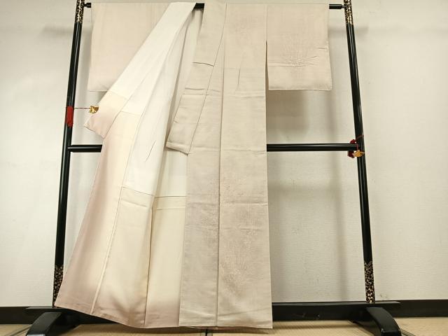 平和屋着物●訪問着 紬地 刺繍 草花文 正絹 逸品 未使用 AABI1688fy
