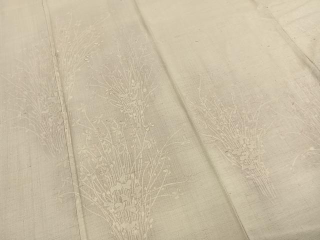 平和屋着物●訪問着 紬地 刺繍 草花文 正絹 逸品 未使用 AABI1688fy