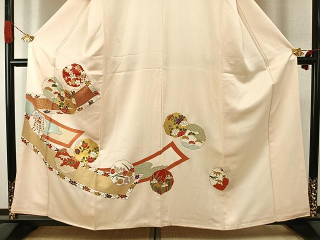 平和屋着物●訪問着 駒刺繍 雪輪花文 金彩 正絹 逸品 AABI1689fy