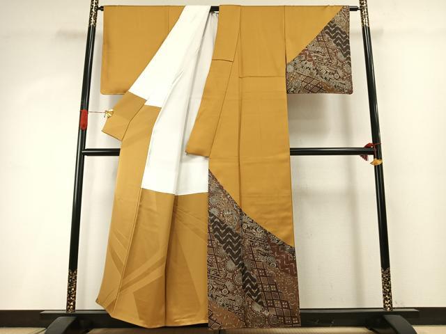 平和屋着物●染色作家 斉藤三才 訪問着 花鳥文 金彩 正絹 逸品 未使用 AABI1699fy