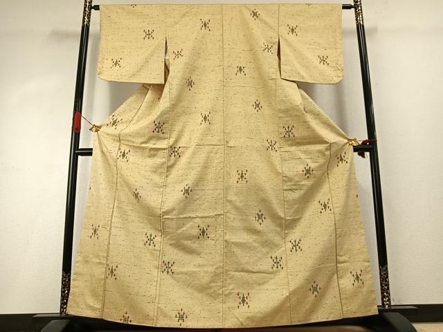 平和屋着物●ぜんまい紬 幾何学文様 正絹 逸品 AABI1701fy