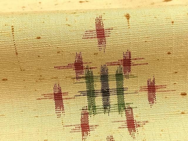 平和屋着物●ぜんまい紬 幾何学文様 正絹 逸品 AABI1701fy