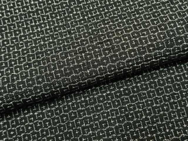 平和屋着物●結城紬 80亀甲 総詰め 黒地 正絹 逸品 未使用 AABI1705fy