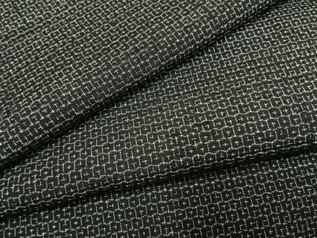 平和屋着物●結城紬 80亀甲 総詰め 黒地 正絹 逸品 未使用 AABI1705fy