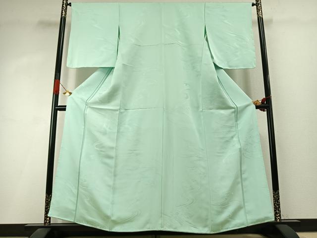 平和屋着物●上質な色無地 流水地紋 裏葉柳色 正絹 逸品 未使用 AABI1710fy