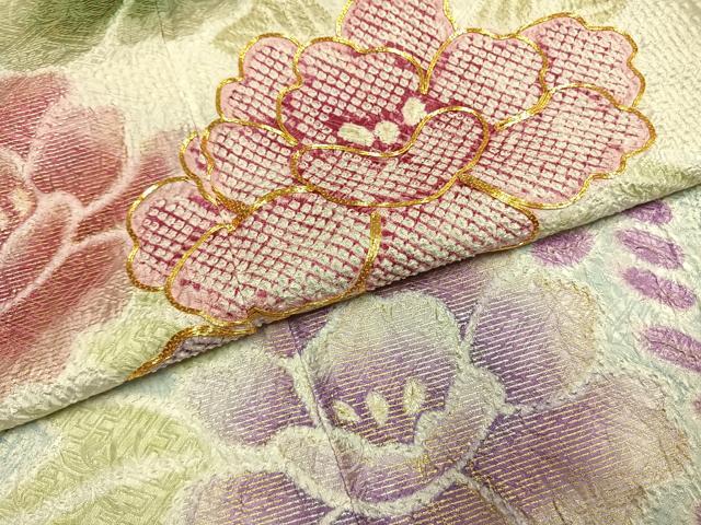 平和屋着物●豪華振袖 駒刺繍 絞り 草花文 金彩 正絹 逸品 AABI1712fy
