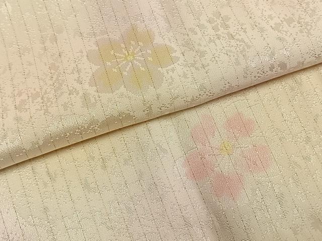 平和屋着物●振袖用長襦袢 袷 作家物 舞桜文 暈し染め 金糸 京都きもの友禅扱い 半衿刺繍 正絹 逸品 AABI1714fy