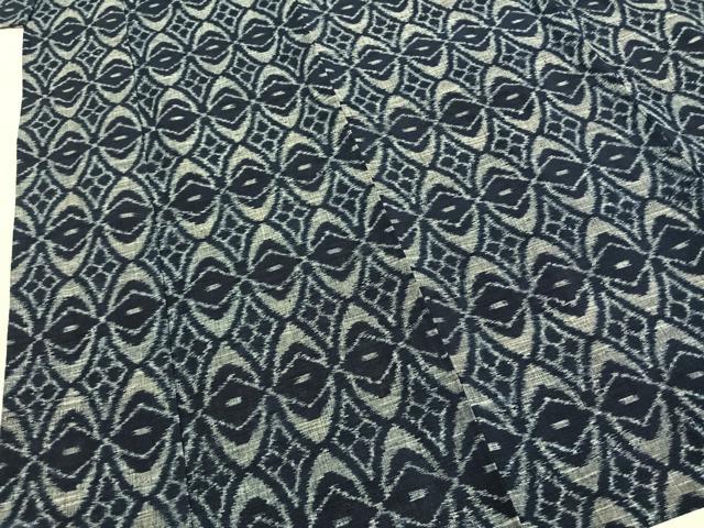 平和屋着物●久留米絣 単衣 幾何学文様 綿 逸品 AABI1716fy