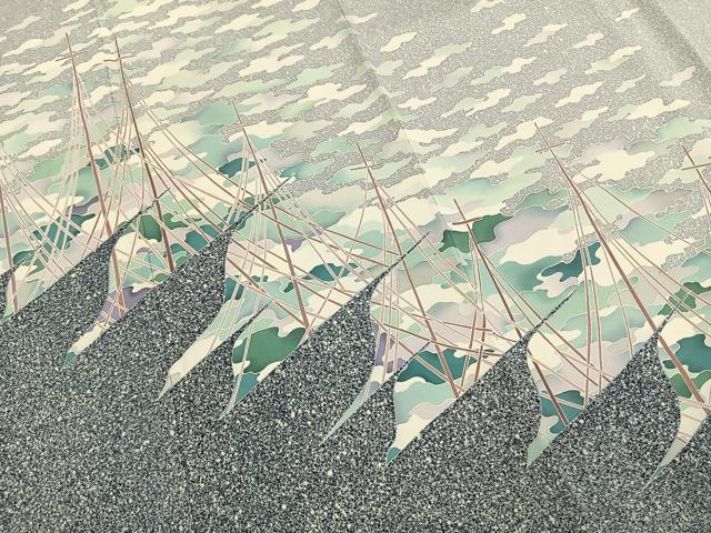 平和屋着物●染織工芸作家 京手描友禅 田村信之 訪問着 網干 正絹 逸品 AABI1718fy