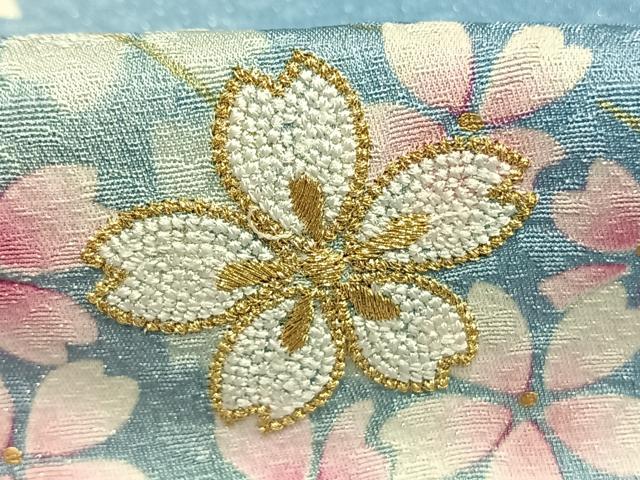 平和屋着物●豪華振袖 中国三大刺繍 相良刺繍 舞桜文 暈し染め 金彩 銀通し地 京都きもの友禅扱い 正絹 逸品 AABI1720fy