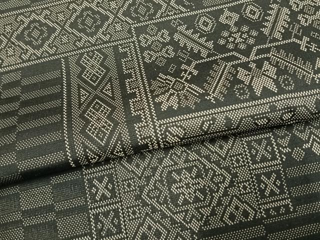 平和屋着物●お召 幾何学文様 正絹 逸品 AABI1721fy