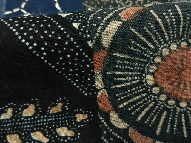 平和屋着物●上質な紬 刺繍 刺子 切継 間道 正絹 逸品 AABI1722fy