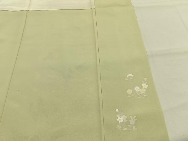 平和屋着物●訪問着 駒刺繍 草花文 暈し染め 金彩 正絹 逸品 AABI1724fy