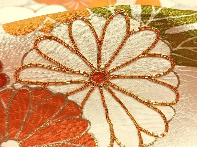 平和屋着物●豪華振袖 駒刺繍 枝梅松文 金銀彩 三越扱い 正絹 逸品 AABI1736fy