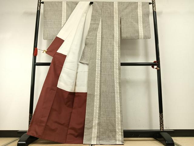 平和屋着物●結城紬 80亀甲 間道 正絹 逸品 AABI1738fy