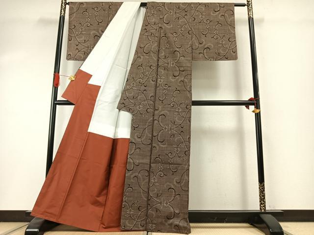 平和屋着物●本場大島紬 一元7マルキ 花唐草文 正絹 逸品 未使用 AABI1740fy