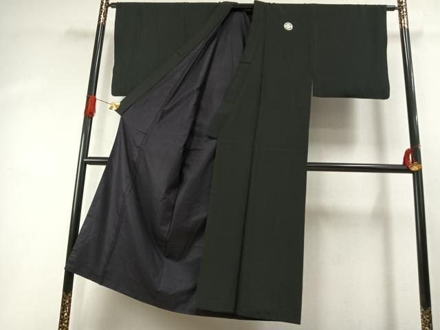 平和屋着物●男性 黒紋付 羽織セット 正絹 逸品 AABI1742fy