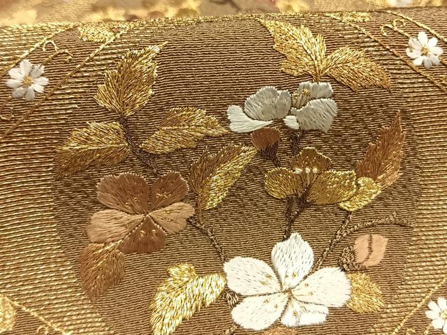 平和屋着物●訪問着 作家物 総刺繍 草花文 金糸 さが美扱い 正絹 逸品 AABI1750fy
