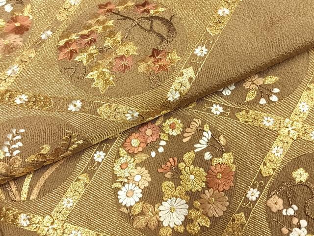 平和屋着物●訪問着 作家物 総刺繍 草花文 金糸 さが美扱い 正絹 逸品 AABI1750fy